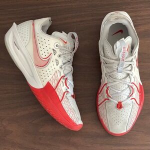 Nike GT CUT 3 Mens 8.5 White/Picante Red Basketball Shoes Training DV2913-101
